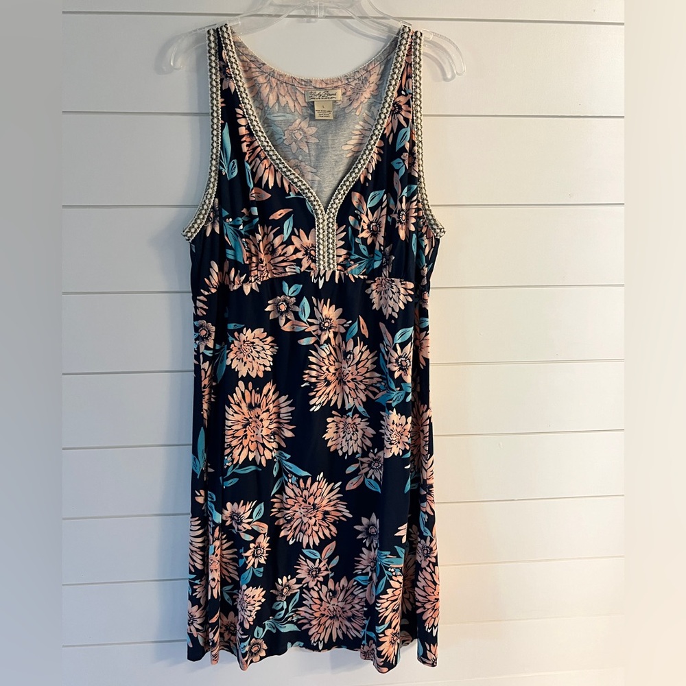 Lucky Brand Navy floral lace trim sundress Size L